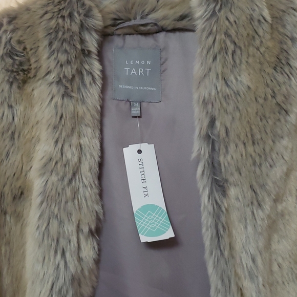 NWT Lemon Tart Jimena Tan M Faux Fur Vest - Picture 3 of 8